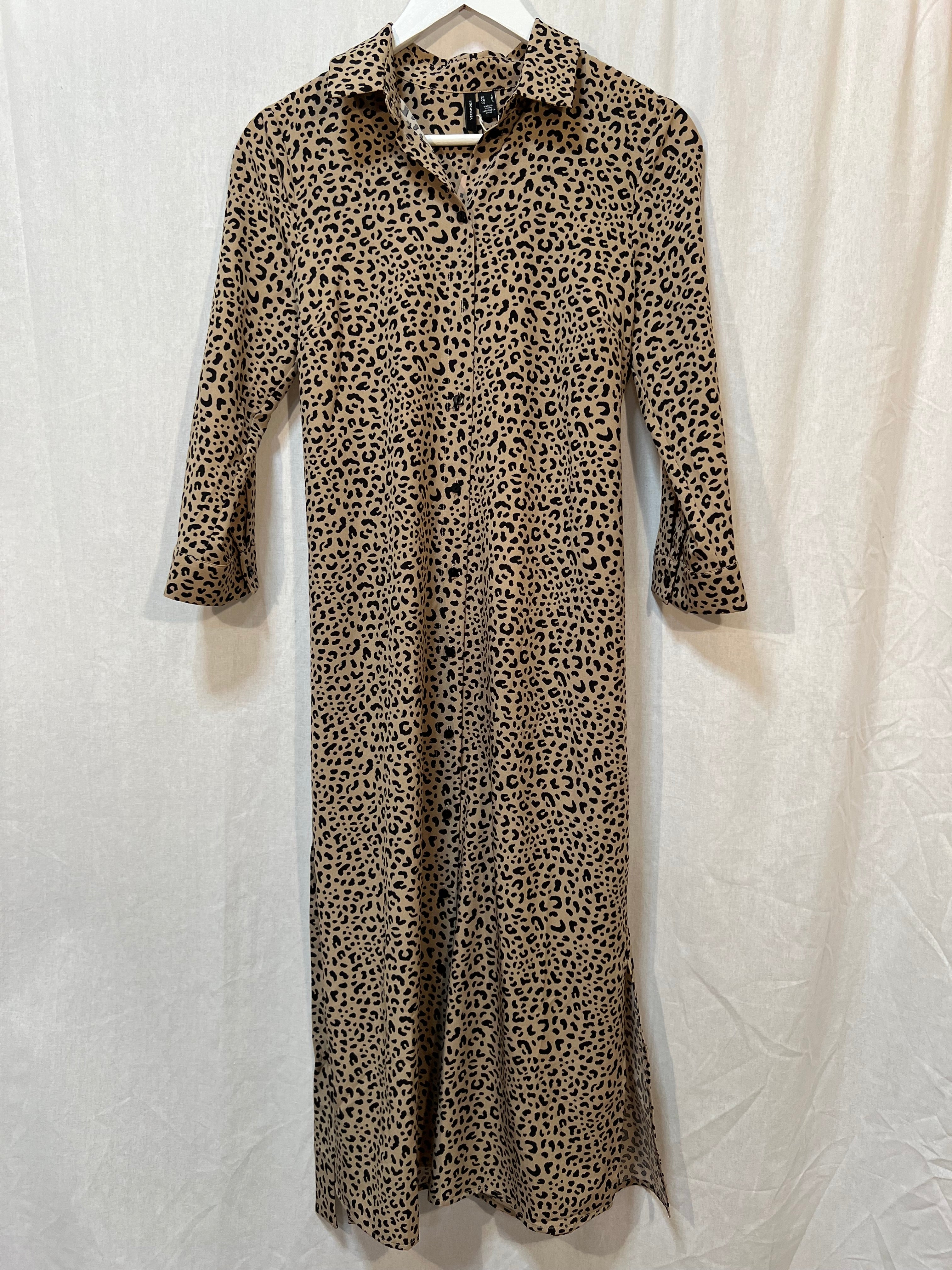 Leopardmönstrad Skjortklänning